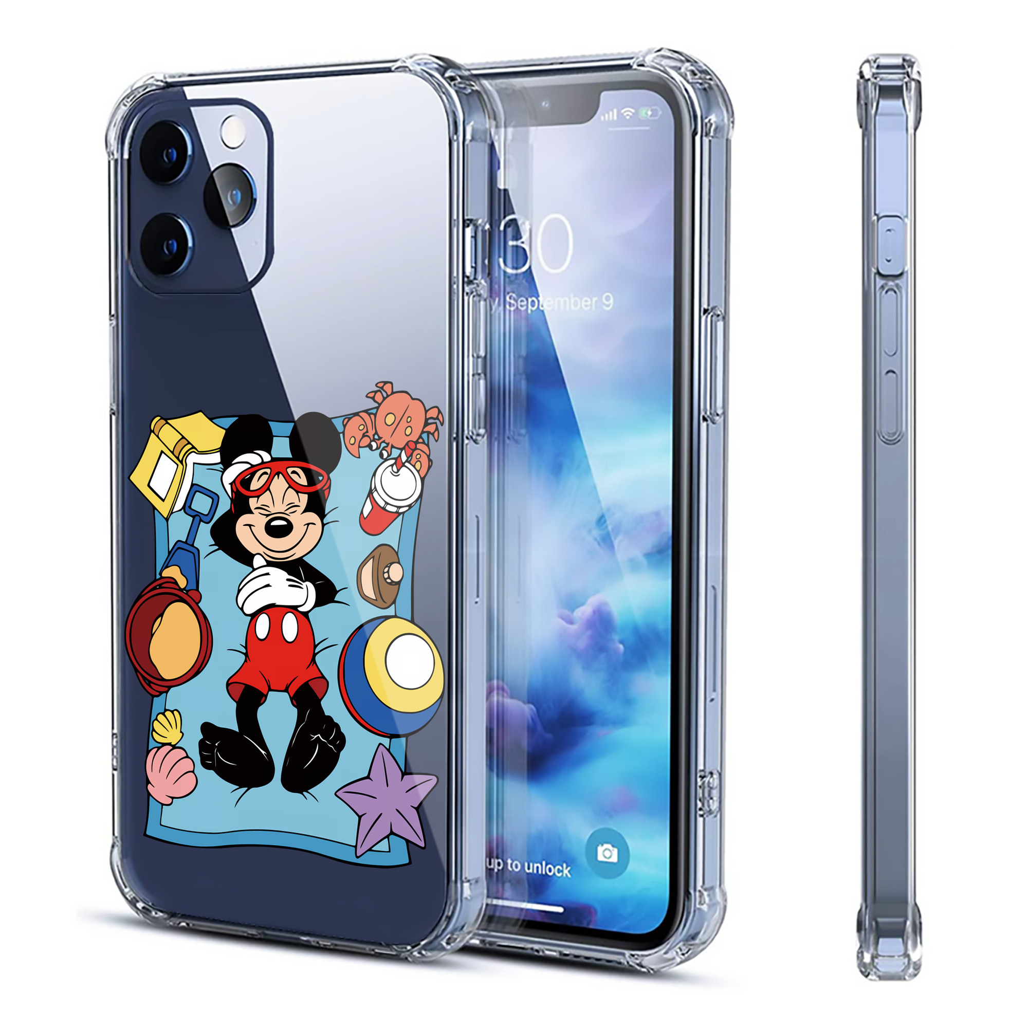 （画像用） ミッキーマウス Mickey Mouse 【iPhone 12シリーズ対応】透明スマホケース（クリアソフトケース）